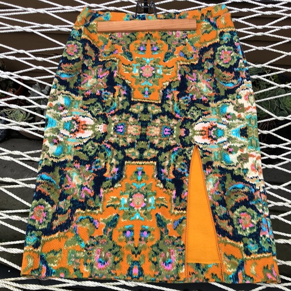 Anthropologie Dresses & Skirts - L Anthrologie Maeve 27”long pencil skirt, waist 16”. EUC Mustard, olive and Aqua